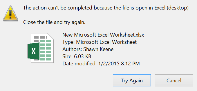 Explorer says file is open when it isn't - Microsoft Community