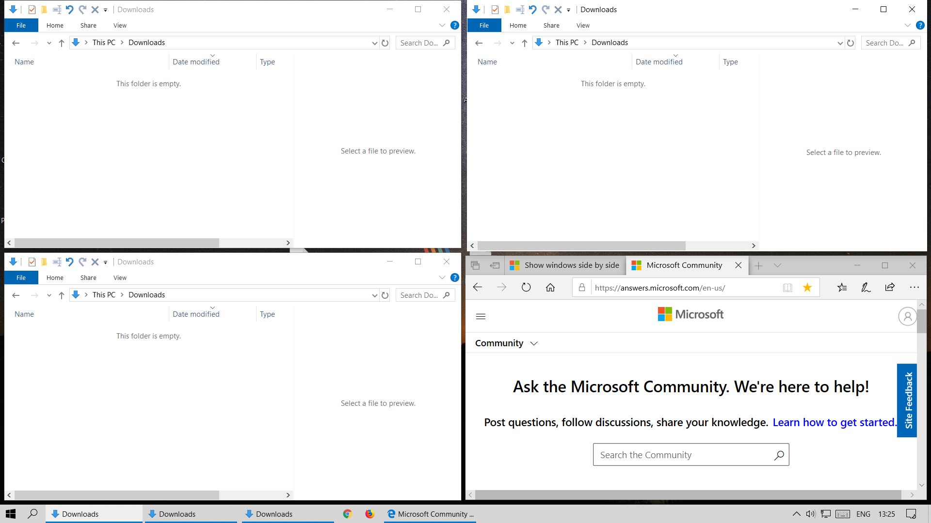 Show windows side by side and stack window feature isn t working in