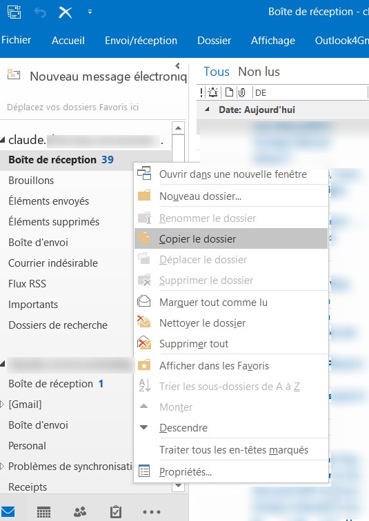 outlook transférer automatiquement mail vers un dossier