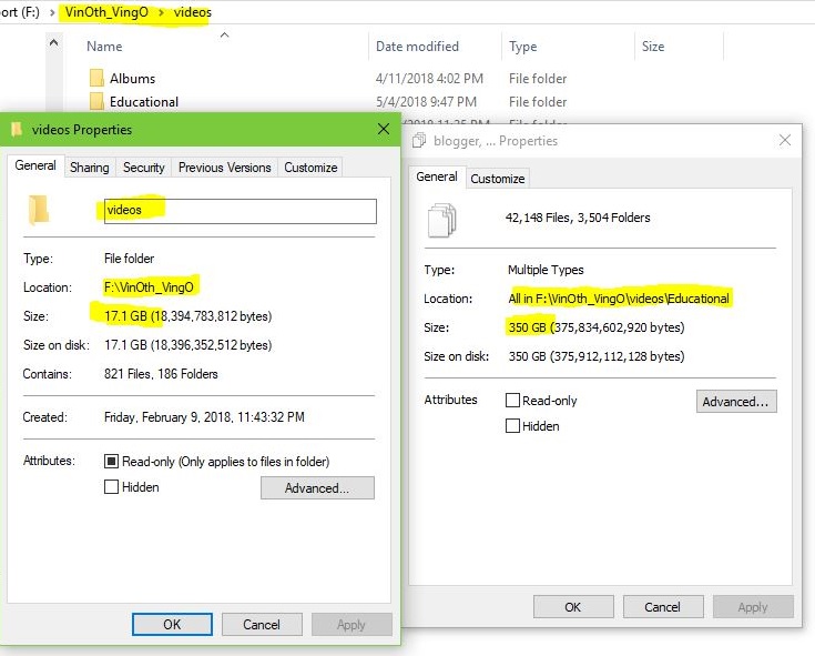 file explorer show folder size