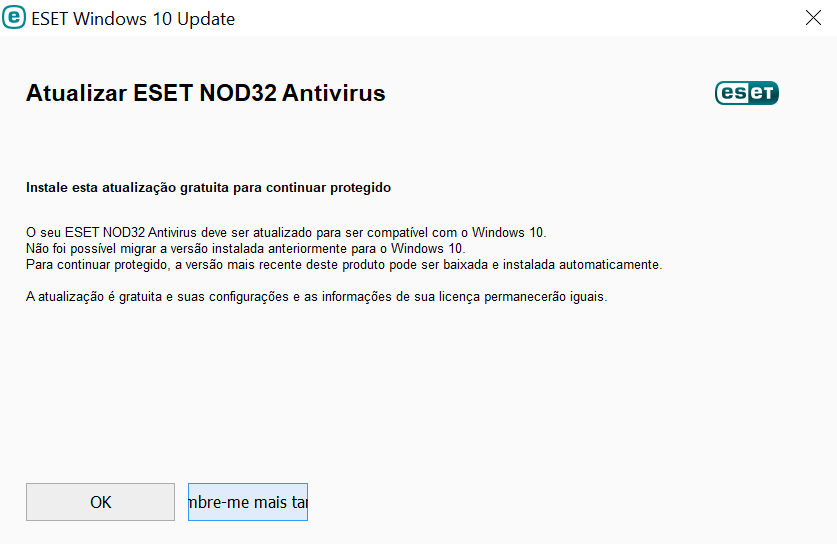 Como Desabilitar Remover A Janela De Atualizacao Do Eset Microsoft Community