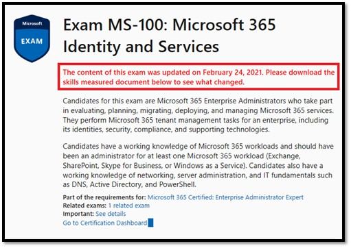 Exam MS-100 Topic