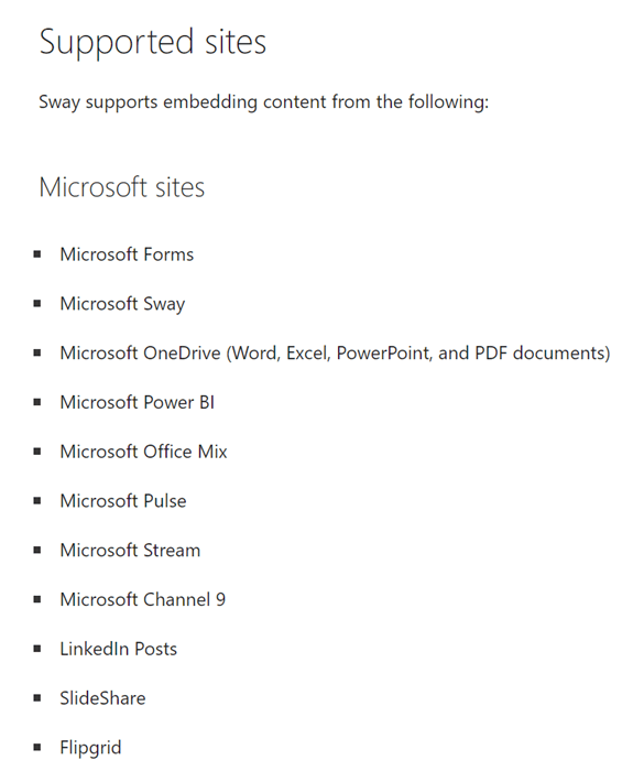 Embed Content in Sway - Microsoft Community