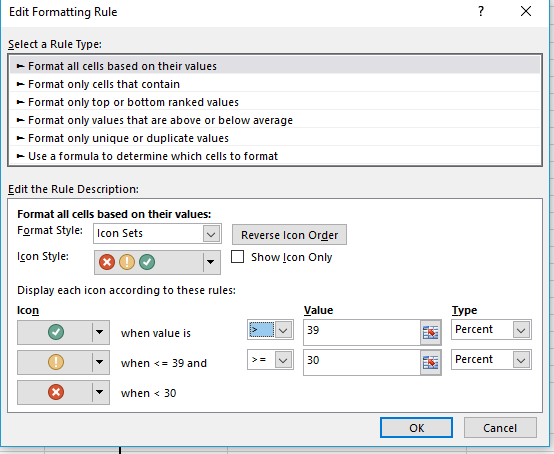 Icon Sets In Conditional Formatting In Excel Microsoft Community