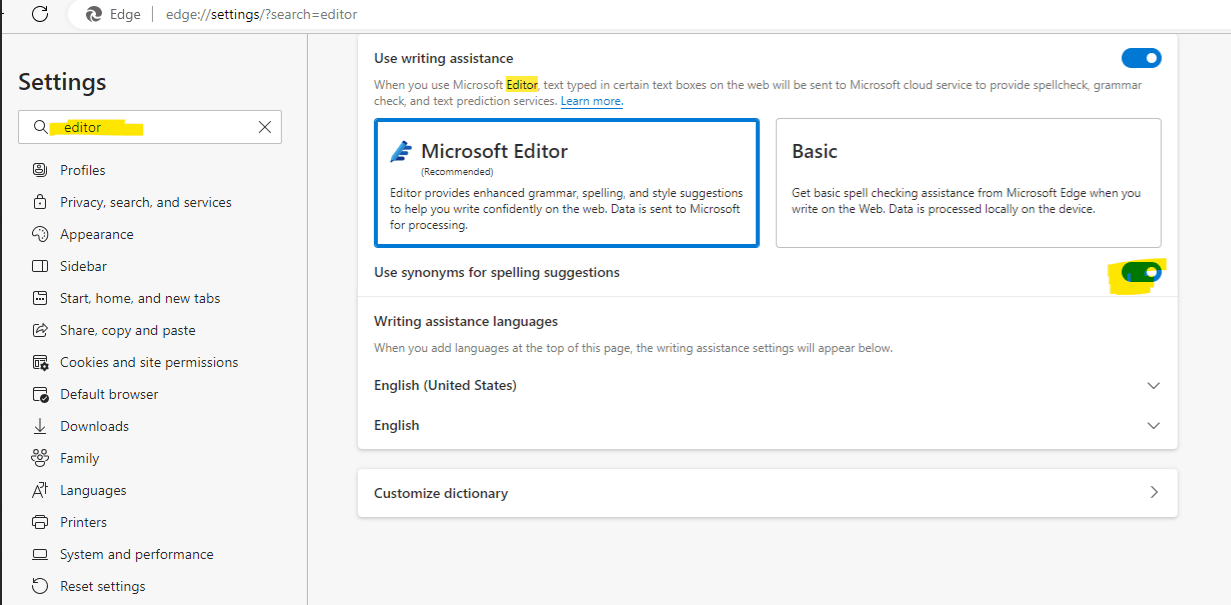 Spell check suggestion is turned off ---> (picture included) - Microsoft  Community