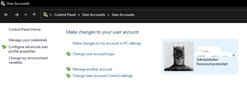 Change User Name&quot; not appearing as a option in Windows 11 User 