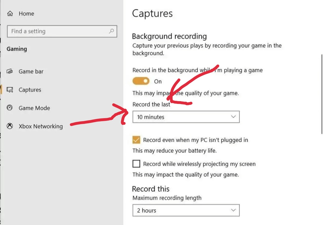 What is this option in game bar recording? - microsoft community