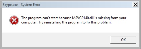 Missing Msvcp140 Dll Microsoft Community