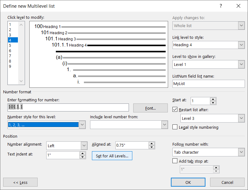 Outline Numbering With Non-standard Increments In Heading Numbers ...