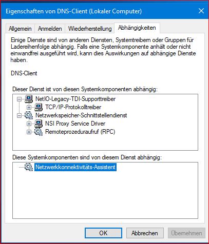 DNS-Client unter Windows 10 lässt sich nicht aktivieren