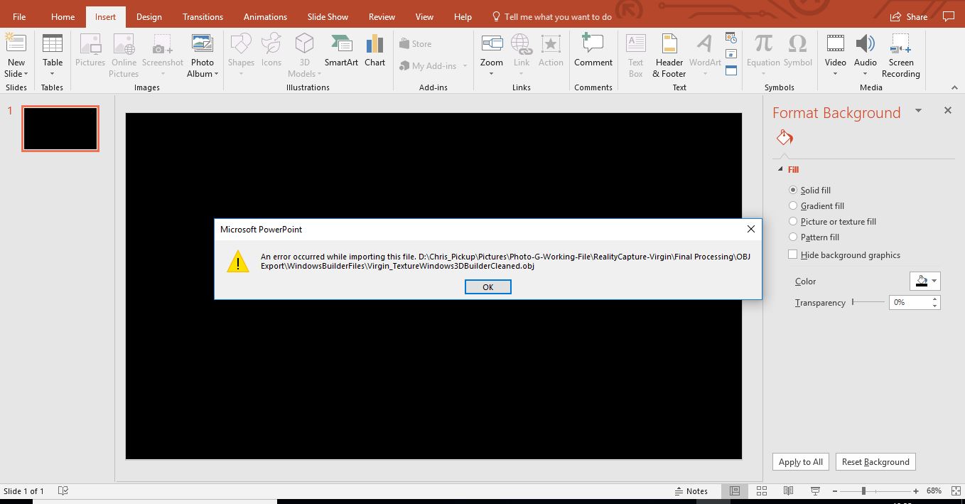 Error Message When Uploading 3D Files To PowerPoint - Microsoft Community