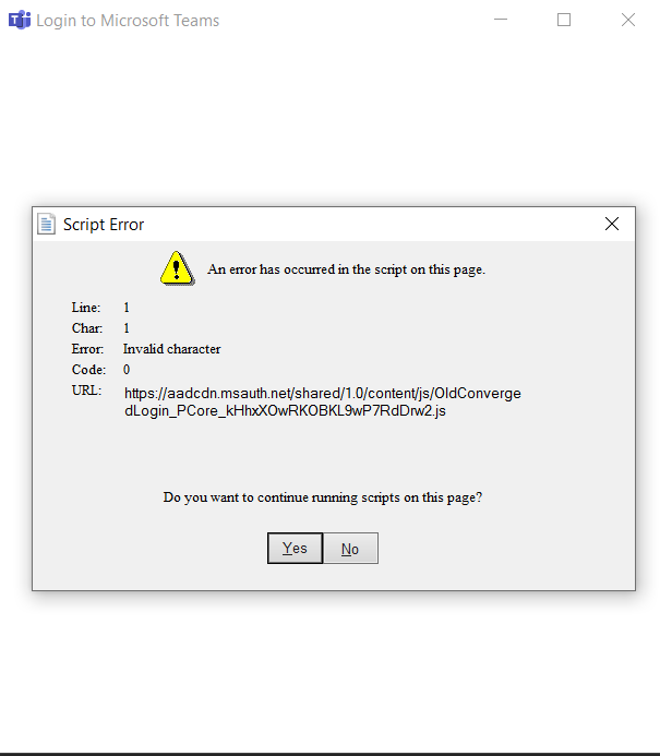 Script error in Windows 10 teams application - Microsoft Community