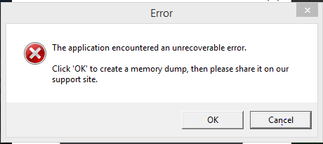 The Application Encountered An Unrecoverable Error - Microsoft Community