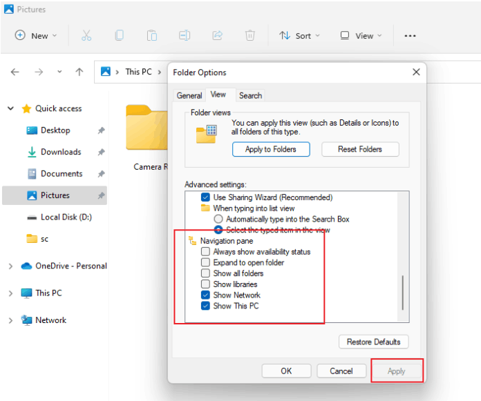 Don’t Show In Navigation Pane not working, win 11 - Microsoft Community