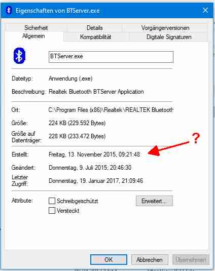 Nach Start Fehlermeldung: BTServer.ex Anwendungsfehler Anwendung ...