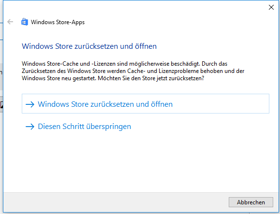 Windows 10 Store zurücksetzen