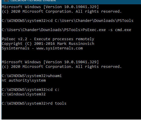 Running a Command Prompt as NT AUTHORITY\SYSTEM