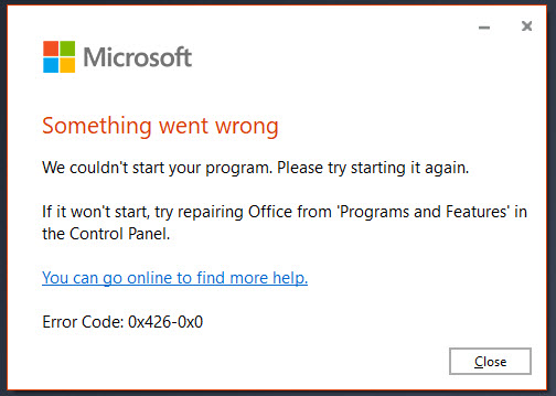 error code 0x426-0x0 - Microsoft Community