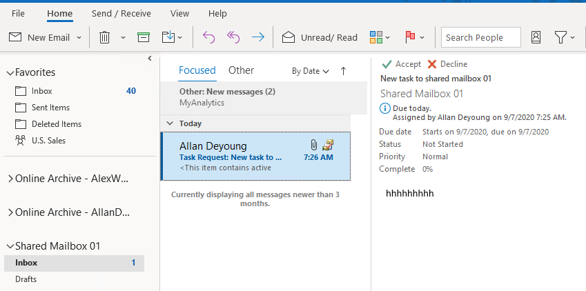 Unable to open/View task request in shared mailbox - Microsoft Community