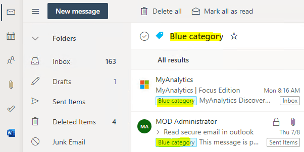 How to filter on category in outlook web app microsoft community