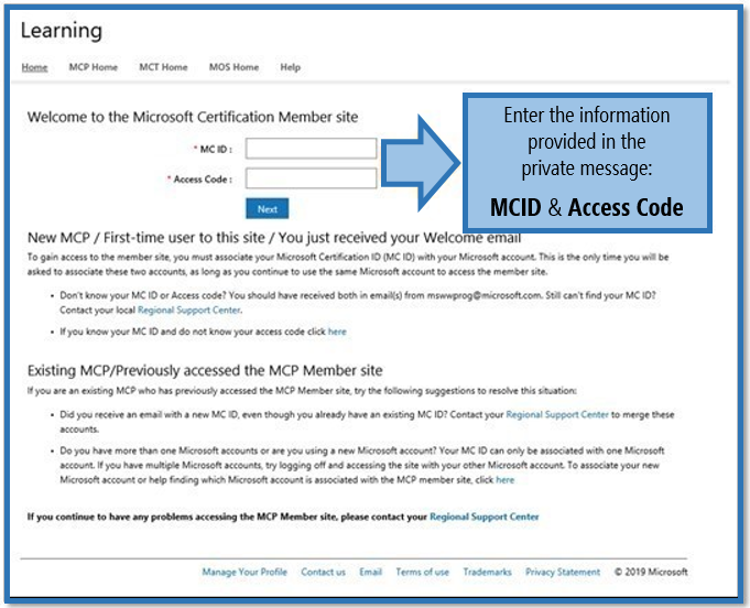 MCID & Access Code - Training, Certification, And Program Support