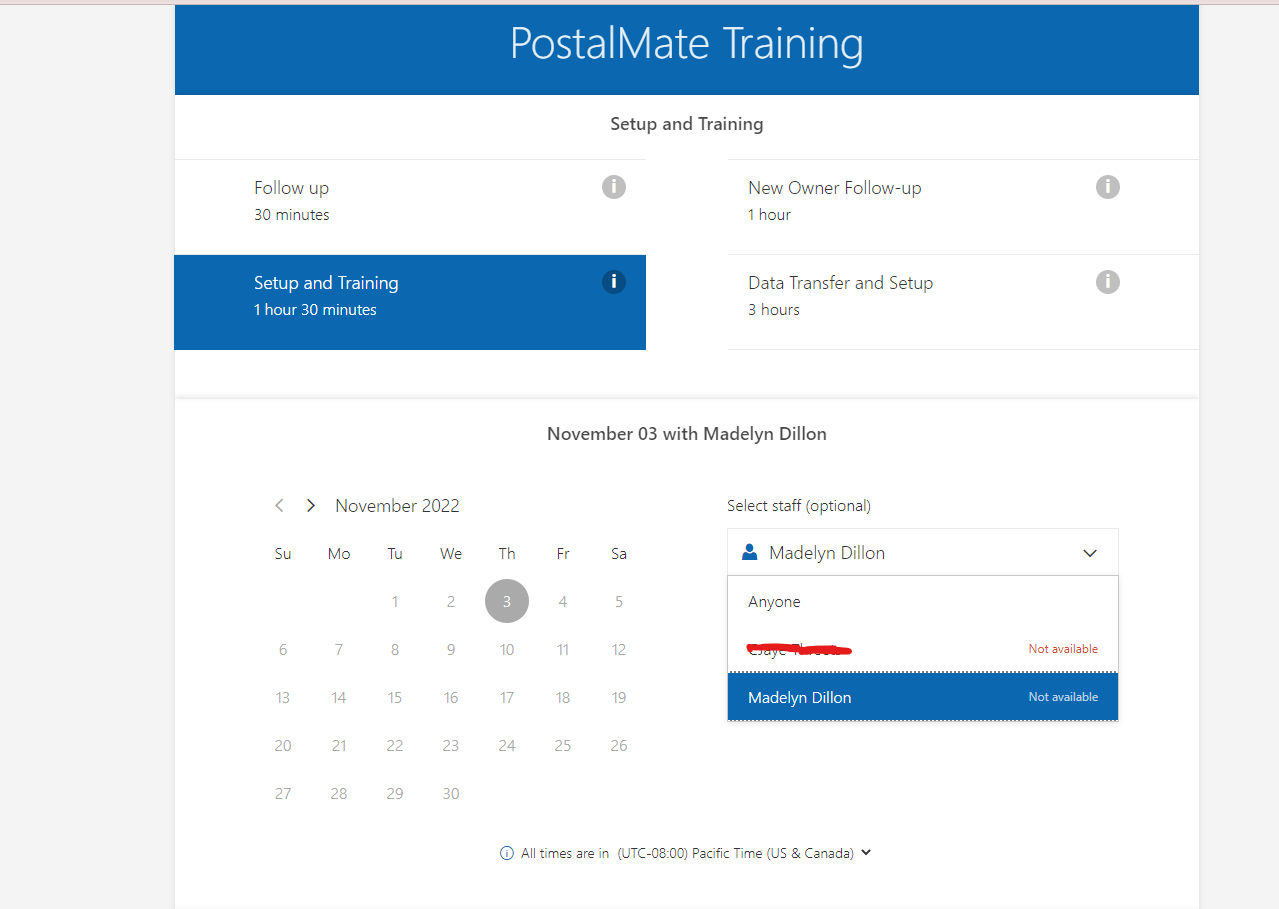 Microsoft Booking calendar not showing availability for 1 of the 4