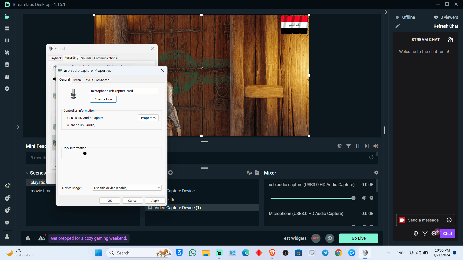 Why does my USB 3.0 HDMI CAPTURE CARD only show as a microphone in 