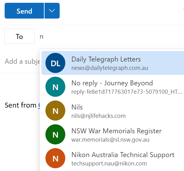 NEW EMAIL, TO FIELD - WHERE ARE OLD EMAIL ADDRESSES COMING FROM