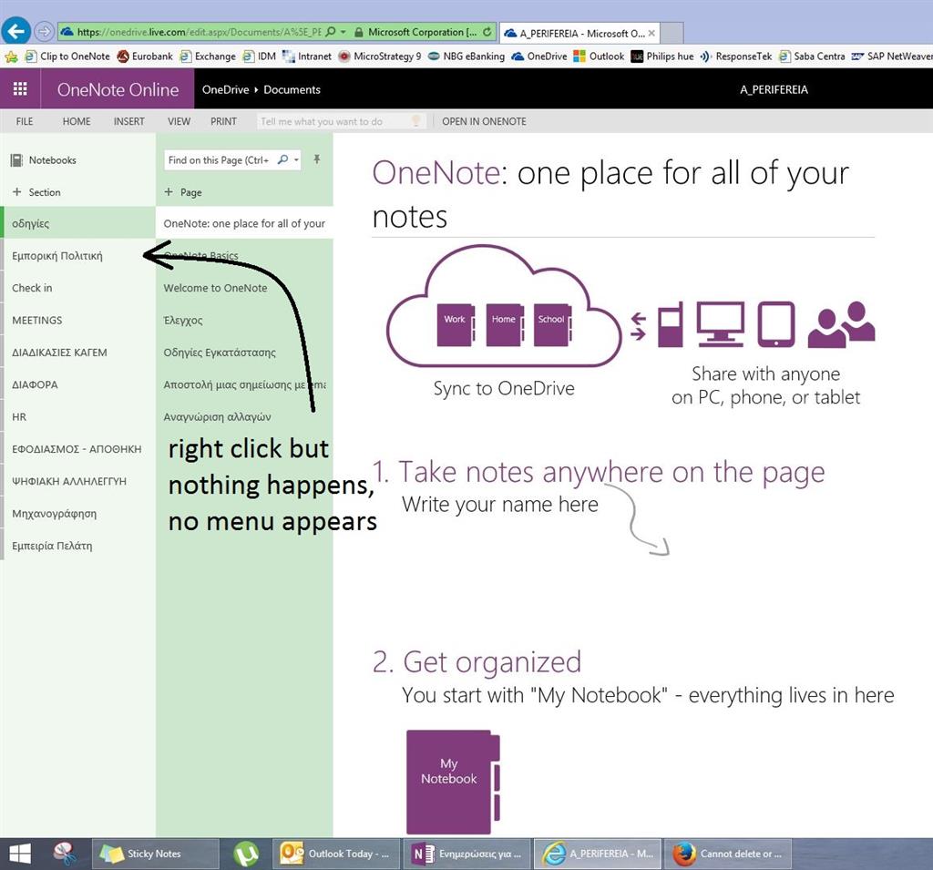 Cannot delete or open a specific section in a OneNote