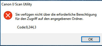 Keine Zugrifrfsrechte auf Canon Scannner PIXMA MX925