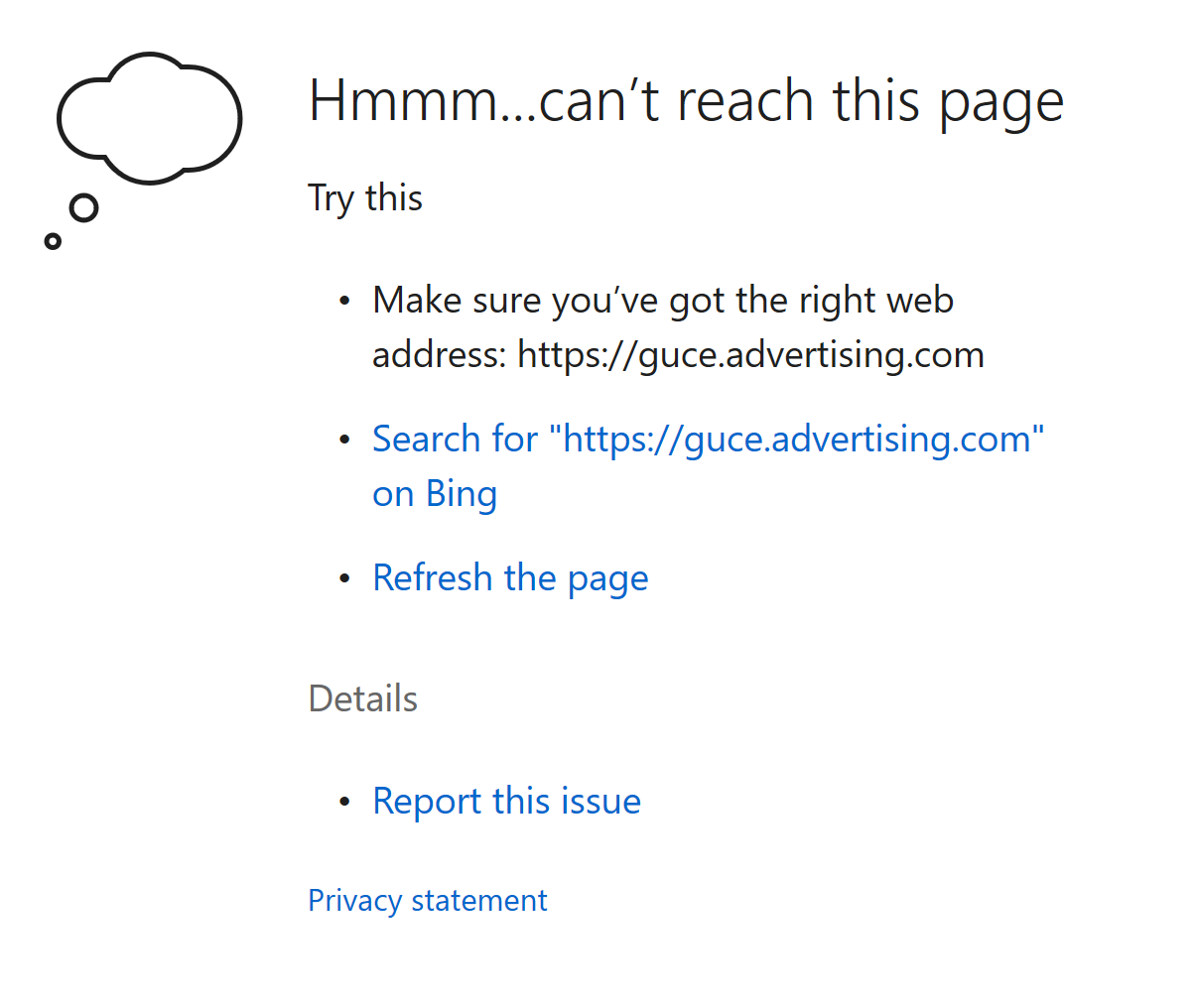 Edge directs to: https://guce.advertising.com for AOL ...