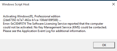 Windows 10 activation problem error code : 0xC004F074 - Microsoft Community