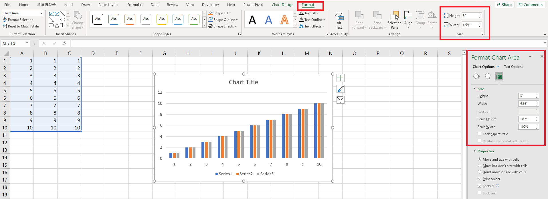 Excel changing the size of the chart while zooming in/out - Microsoft ...