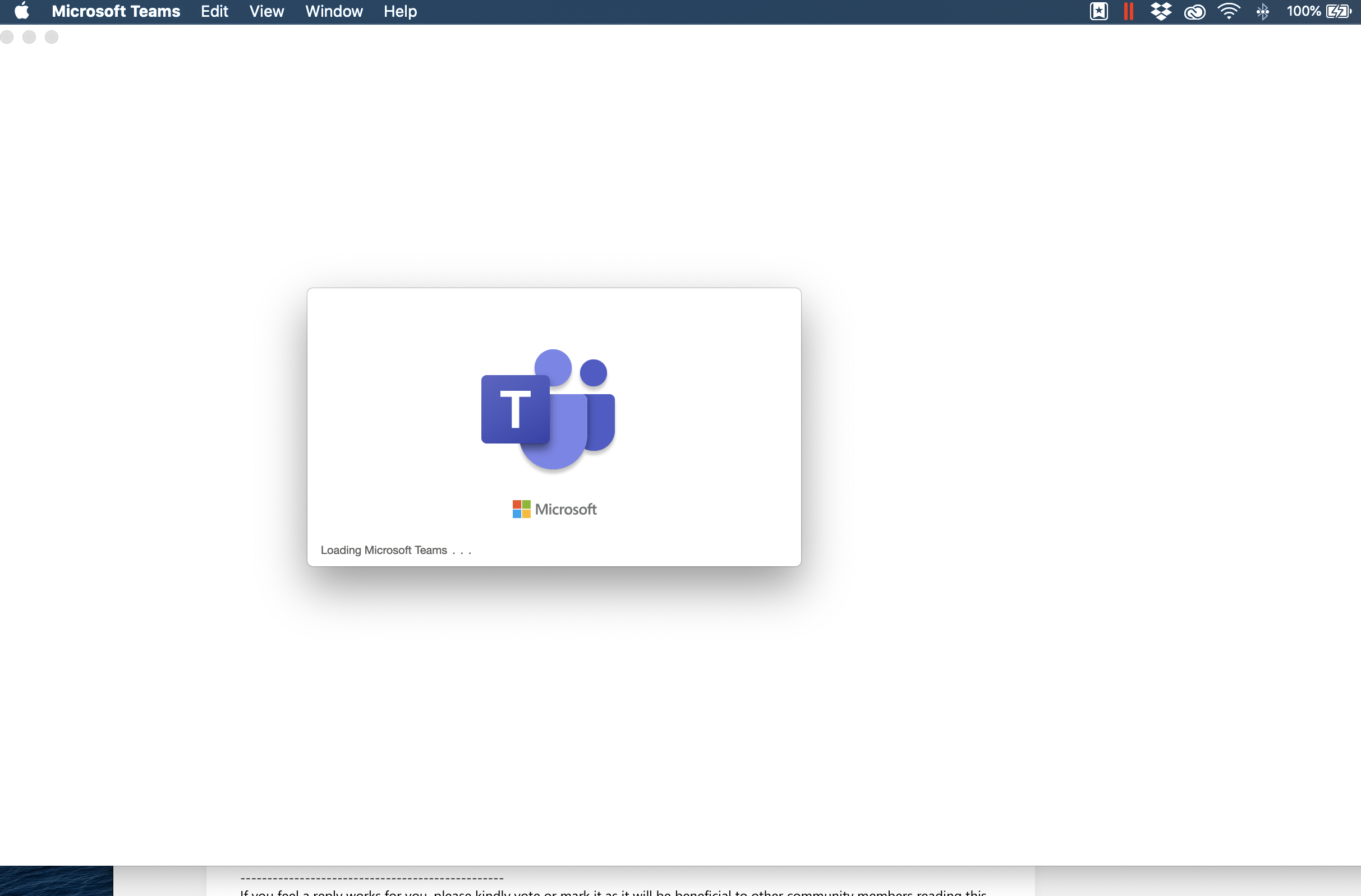 Re-installed the Microsoft Teams on MacOS - "loading ...