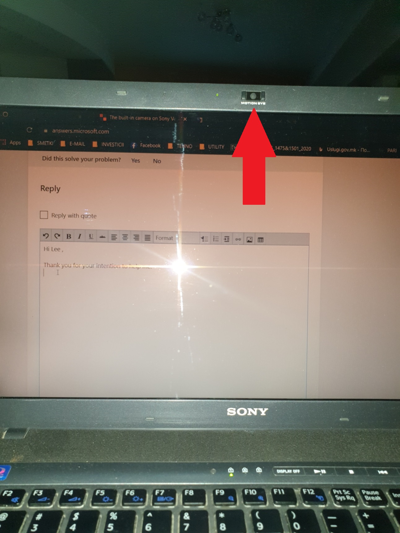 built-in on Sony Vaio VPCF13WFX does not work - Community