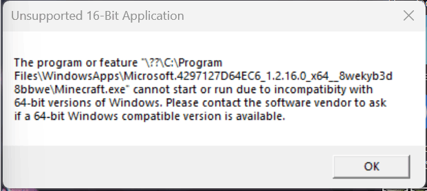 Get "Unsupported 16-bit Application Error" Win 11 - Microsoft Community