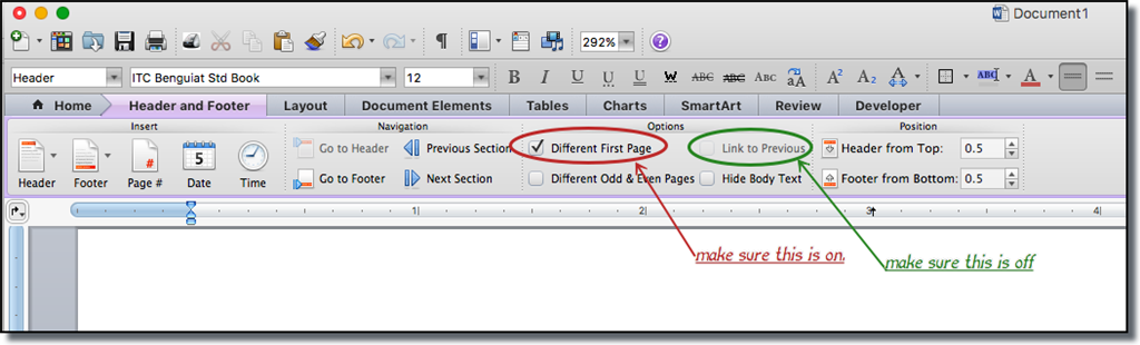 Mac Word 2008 Header ONLY On First Page When Using A Microsoft Community