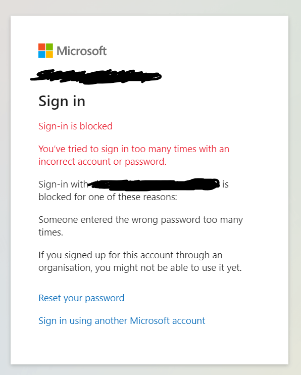 Account locked after several attempts from someone I don't know