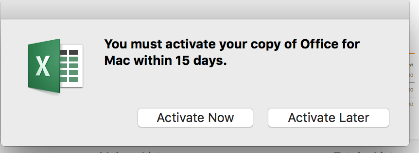 mac office 365 keeps asking for activation