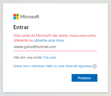 Problemas ao entrar no email do Hotmail