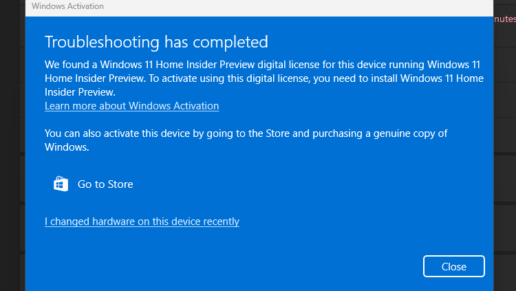 After windows update my windows 11 home insider preview is not 