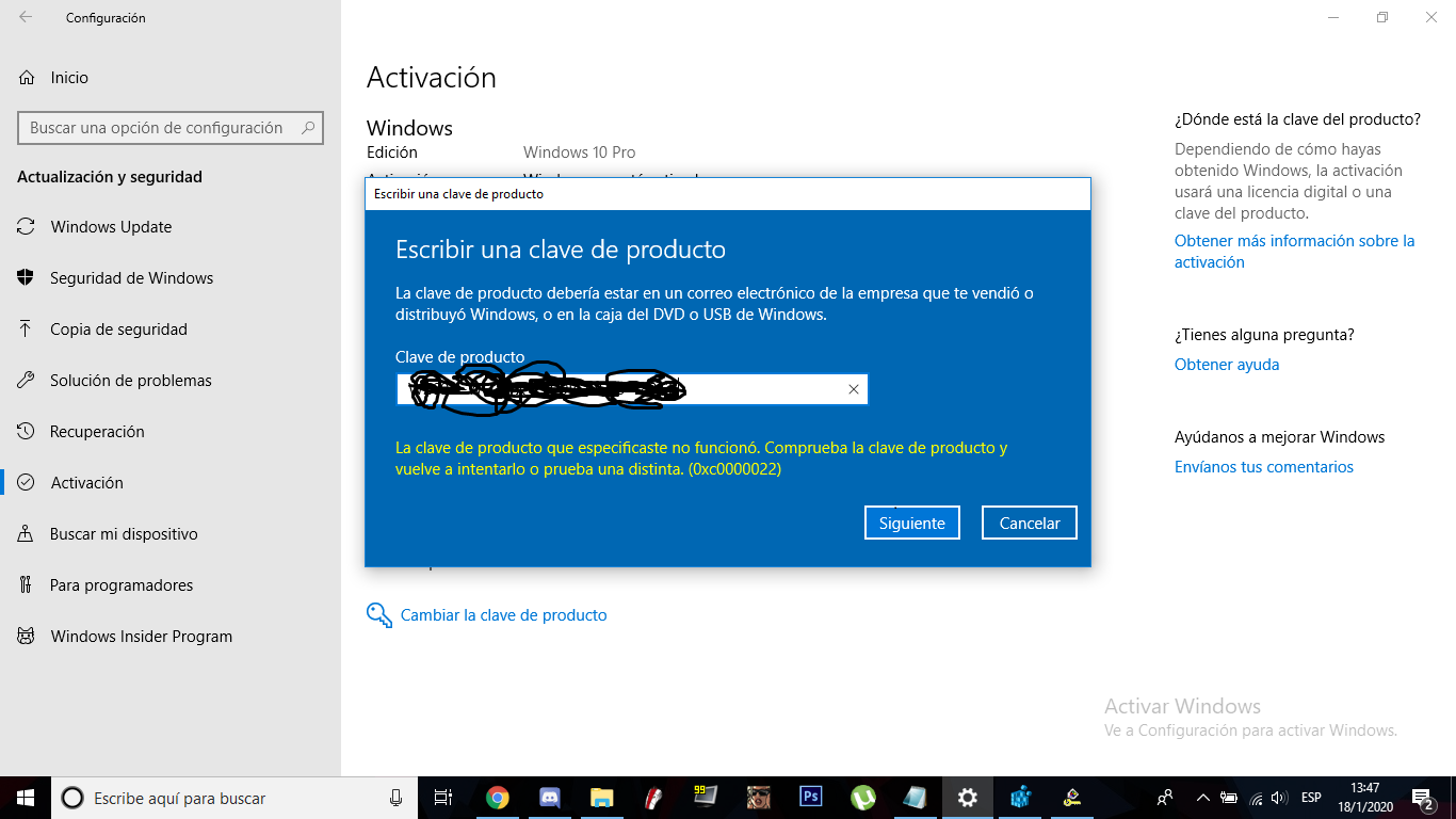 Error 0xc0000022 Al Ingresar Clave De Activación ≈ Windows 10