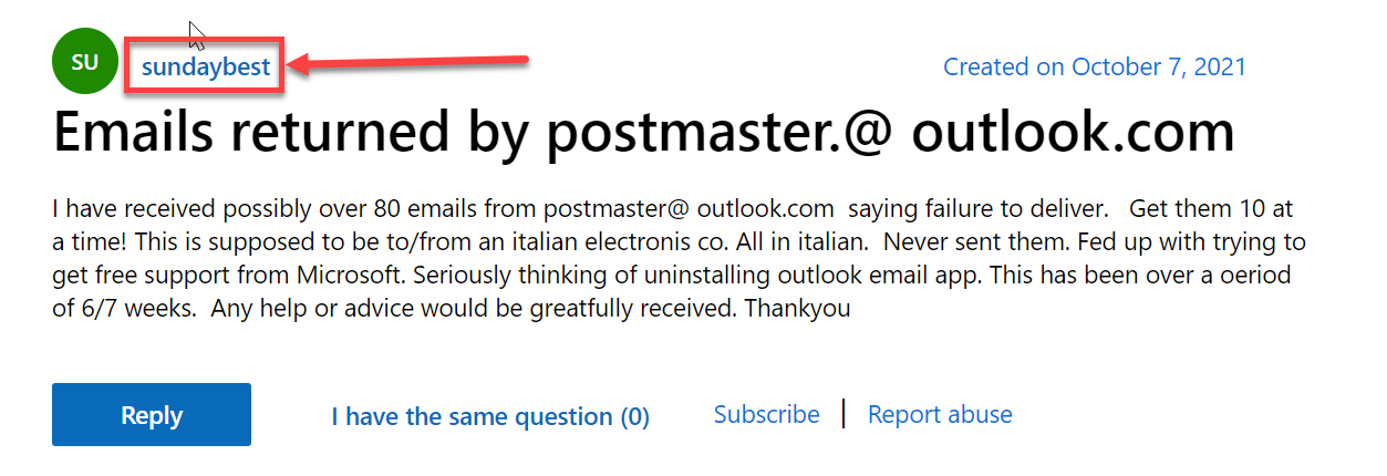 How to stop postmaster@outlook email messages?