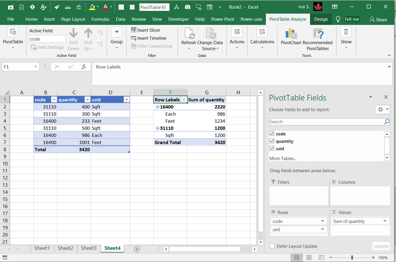 I have a coded excel sheet and I need to add units that match ...