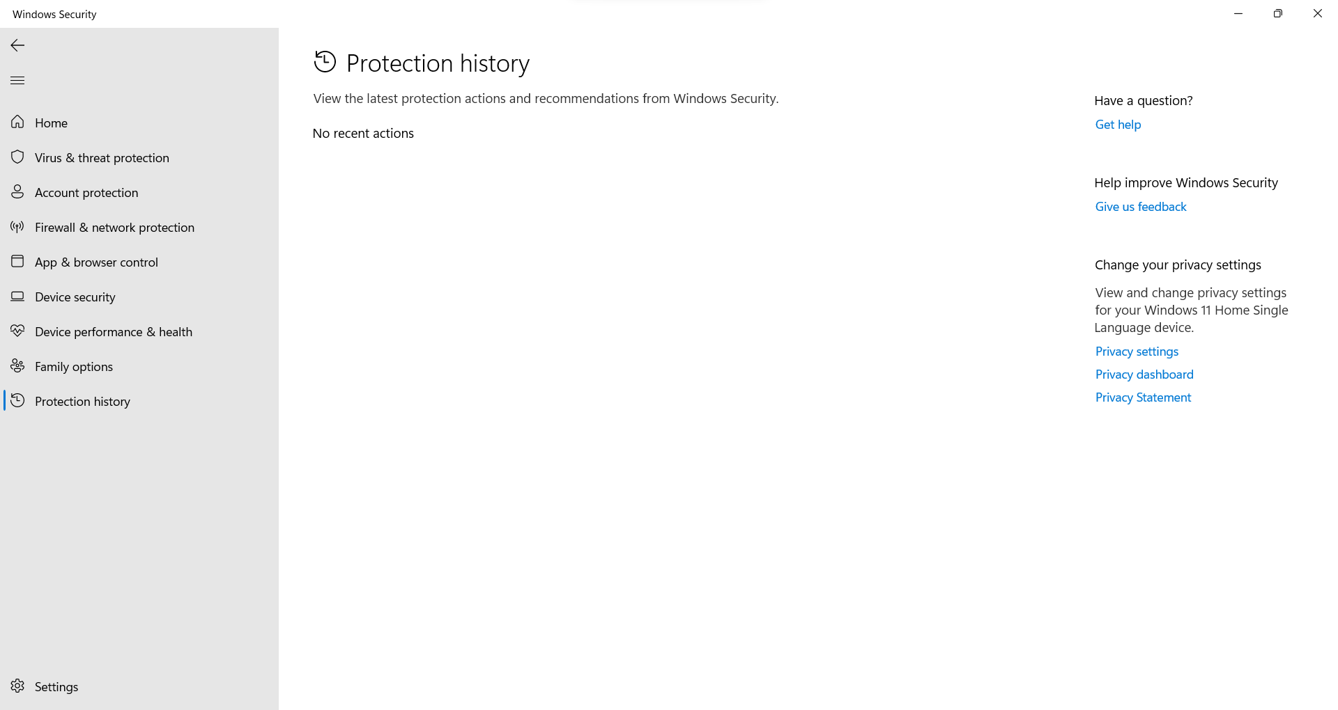 My windows 11 protection history is empty - Microsoft Community