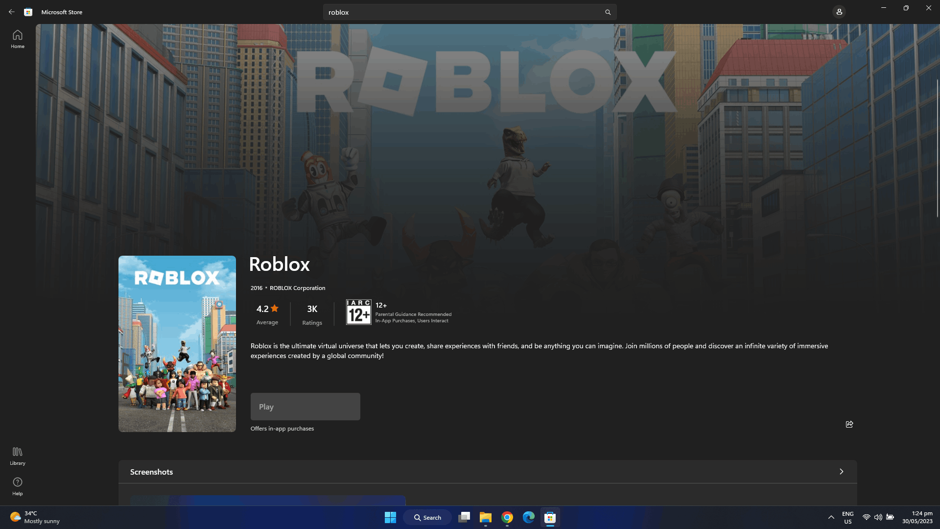 Roblox in Microsoft Store - Microsoft Community