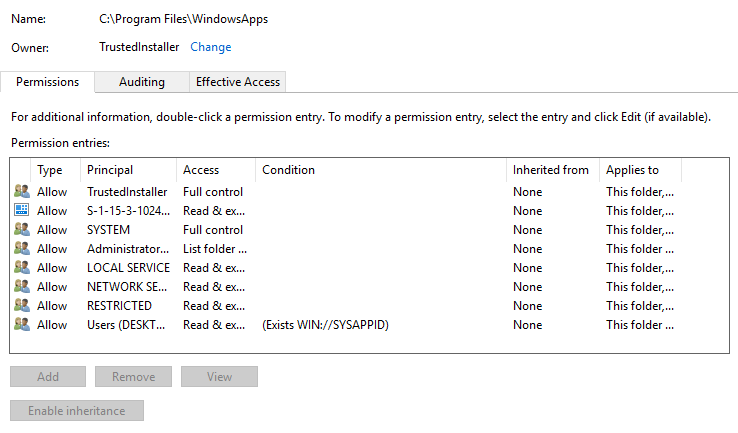 Windowsapps folder location