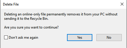 Warn me before removing files from the cloud - Microsoft Community
