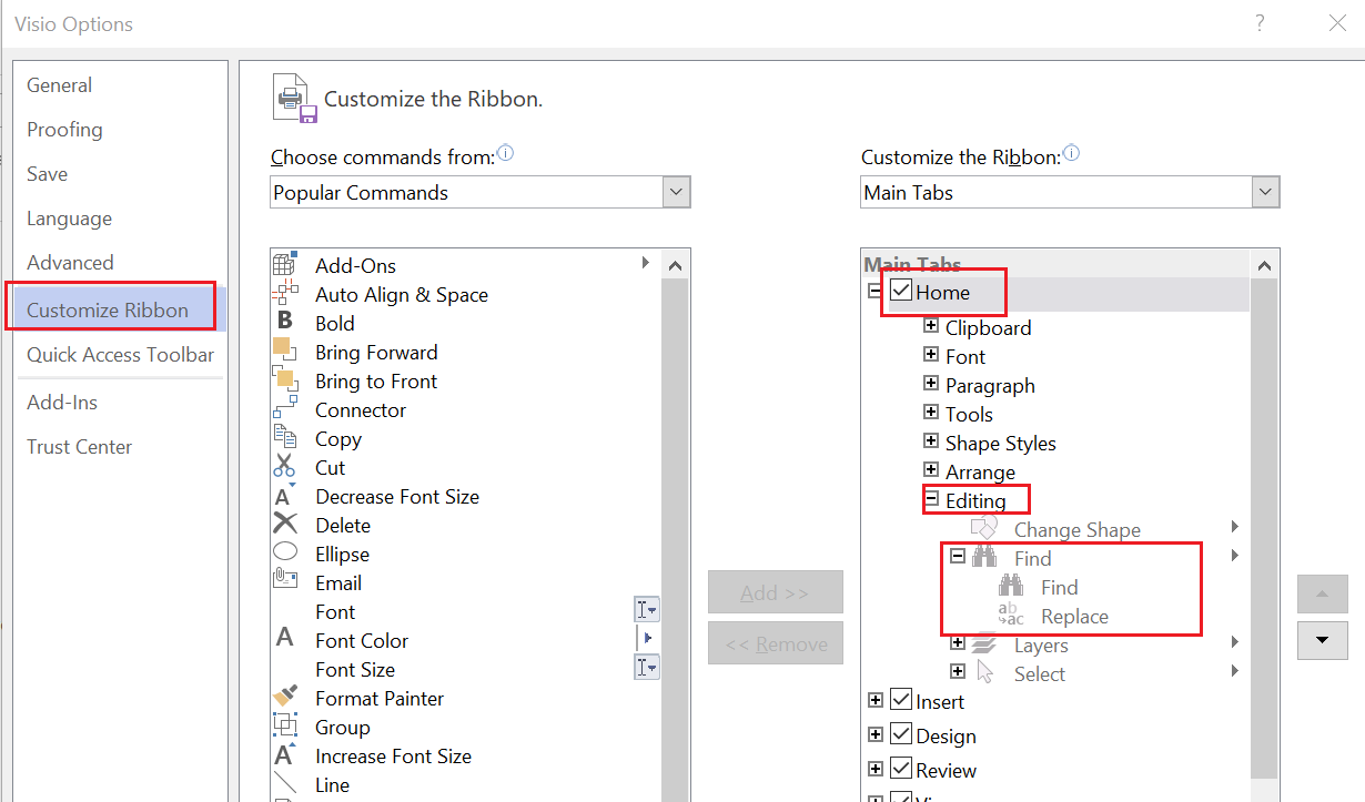 Find And Replace - Missing From Visio? - Microsoft Community