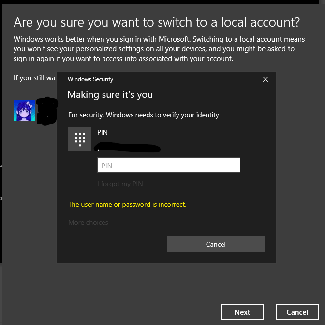 Not Able To Sign In With Local Account Instead Microsoft Community 5598